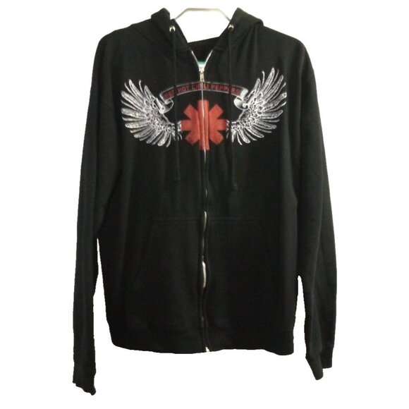 Vintage RED HOT CHILI PEPPERS black full zip hoodie sweatshirt Adult size XL - Picture 1 of 5